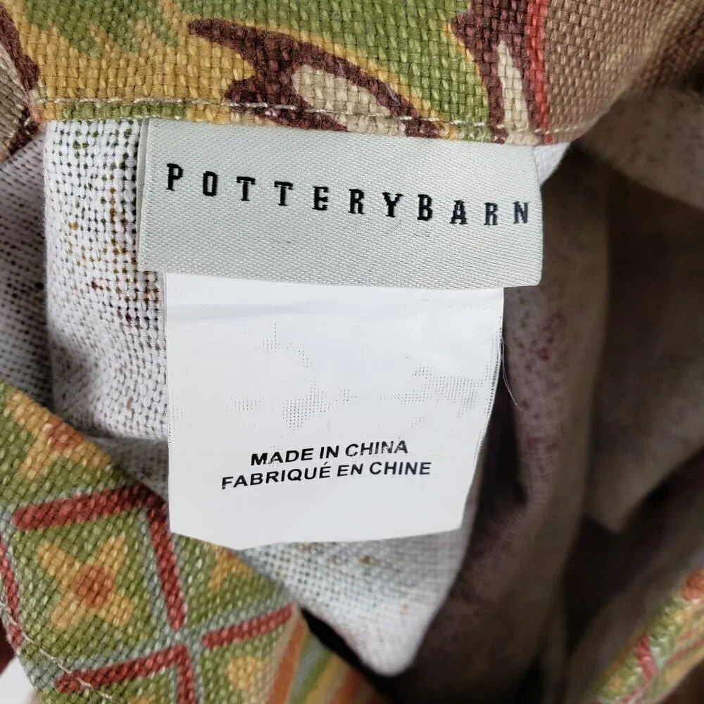 Pair of Pottery Barn Simone Jacobean Linen Cotton Standard Pillow Shams